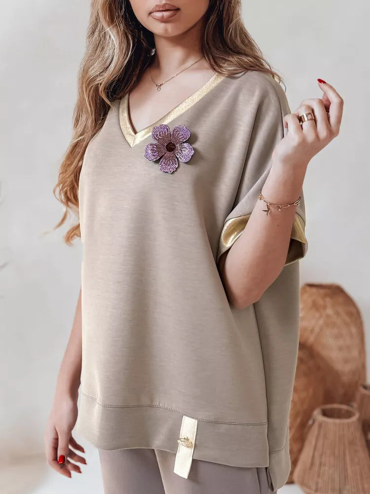 Women's oversized brown T-shirt Shine