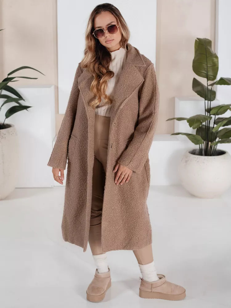 Women's brown long sheepskin coat Tomson