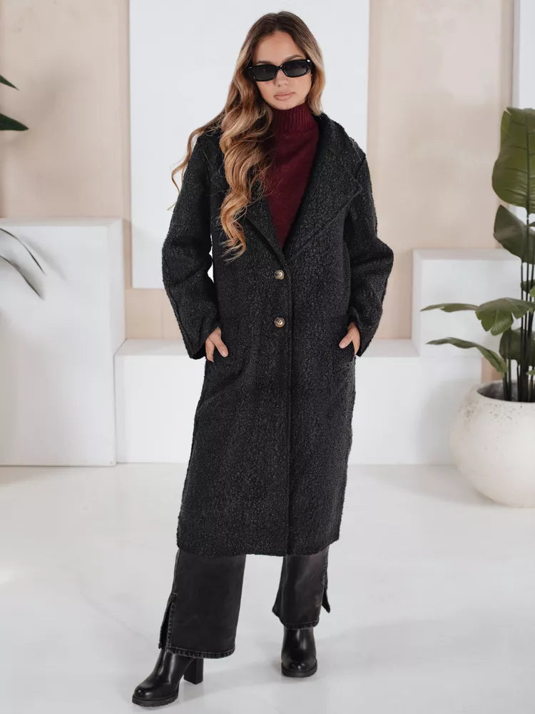 Women's black long sheepskin coat Tomson