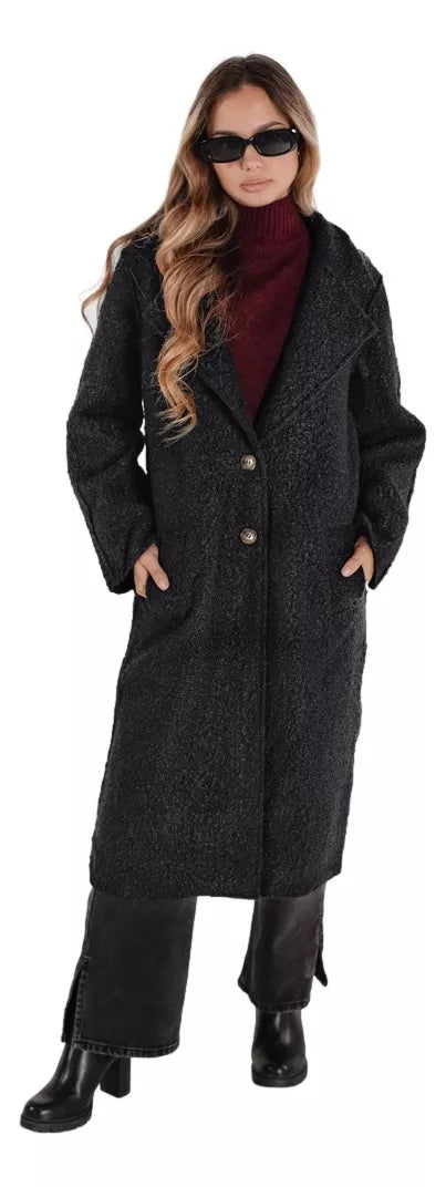 Women's black long sheepskin coat Tomson