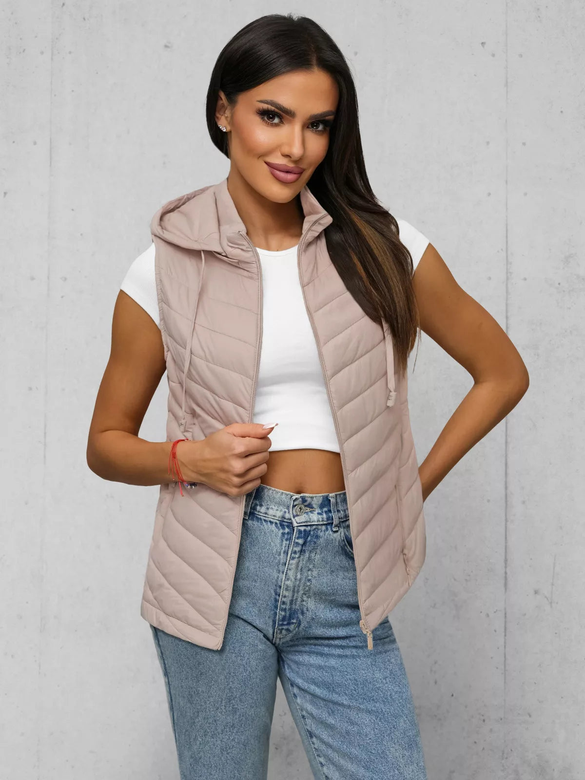 Women's brown hooded vest Percy