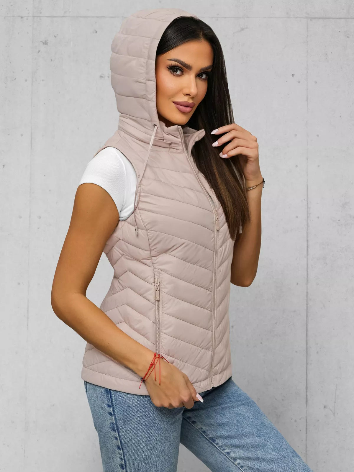 Women's brown hooded vest Percy