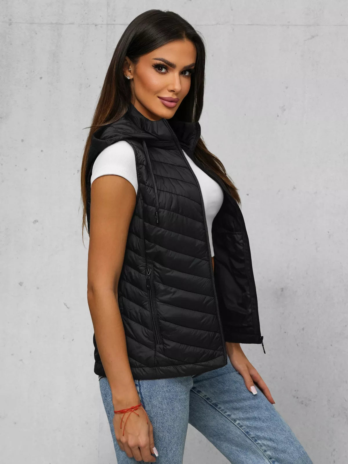 Women's black hooded vest Percy