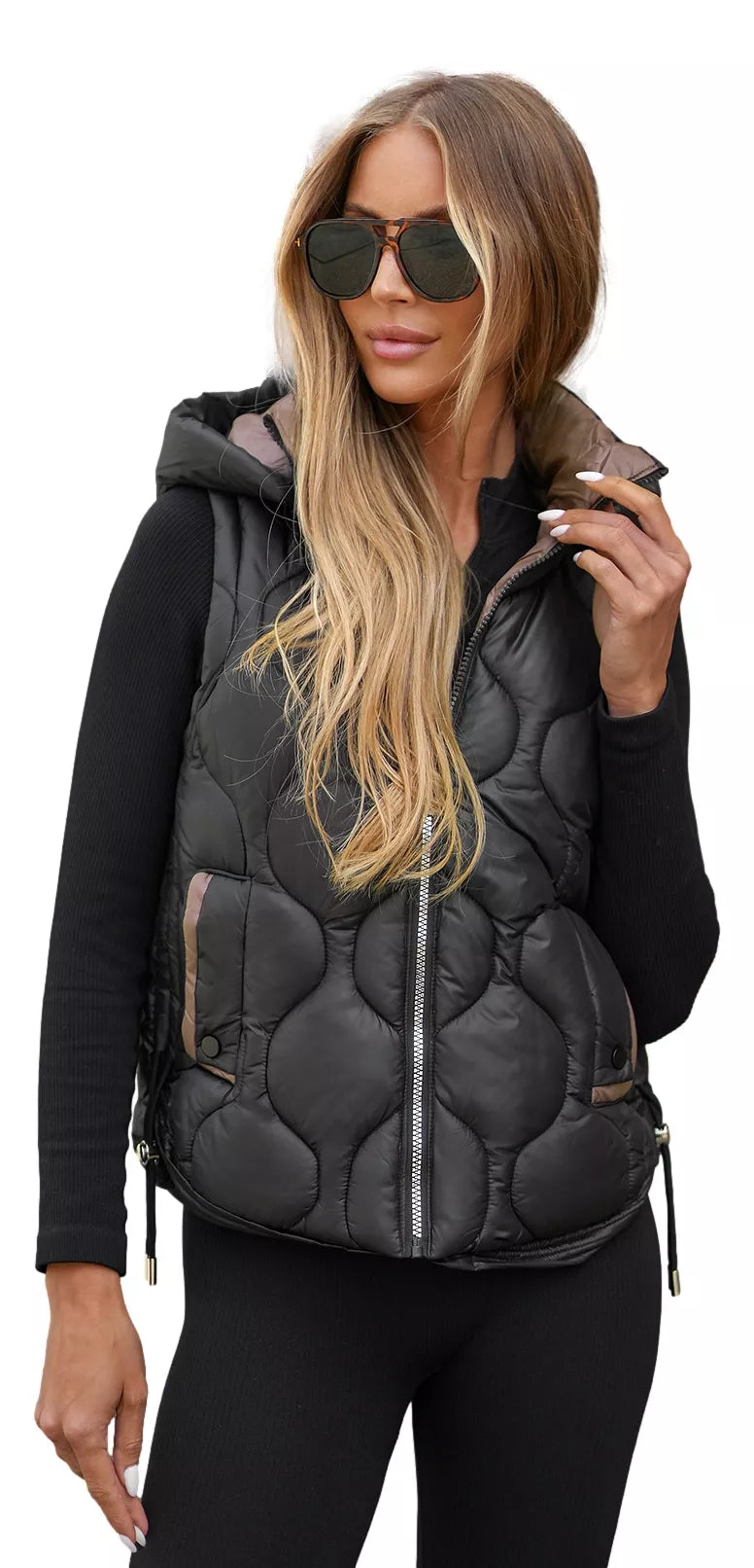 Women's black/brown vest Lyra