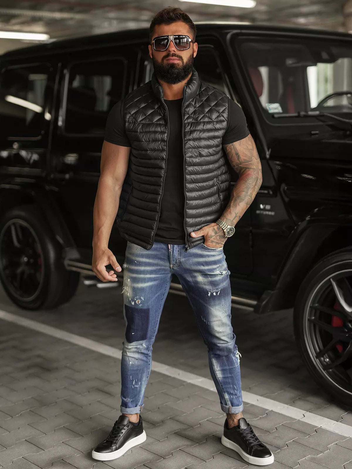 Men's black vest Kanor