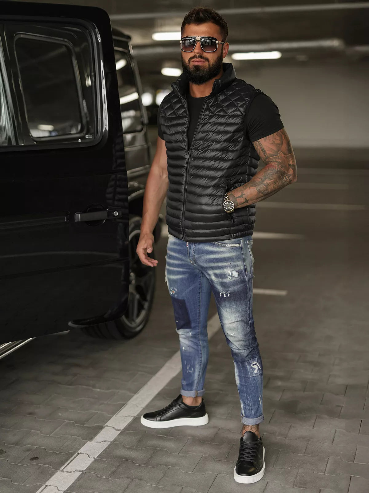 Men's black vest Kanor