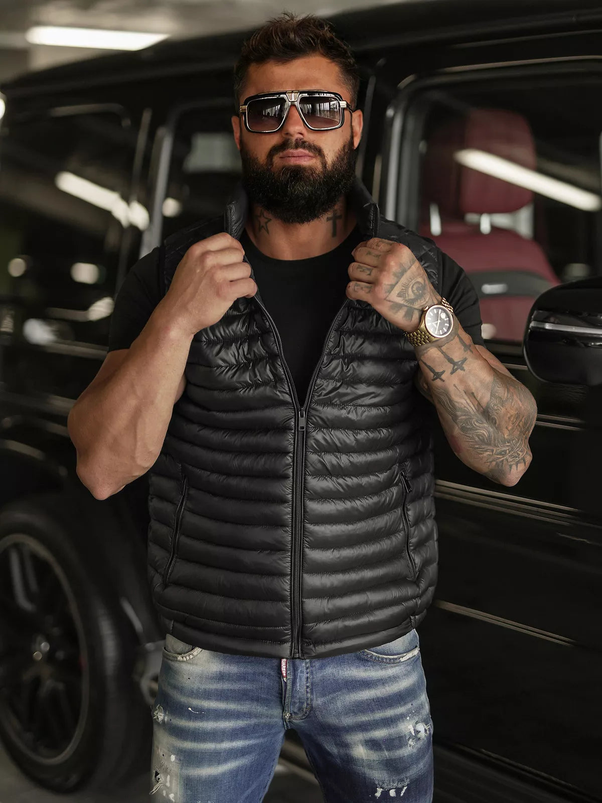 Men's black vest Kanor