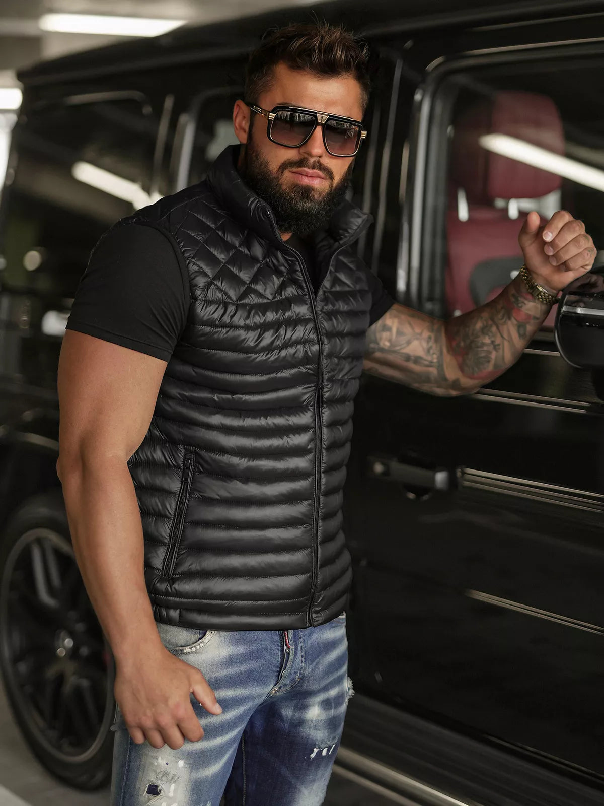 Men's black vest Kanor