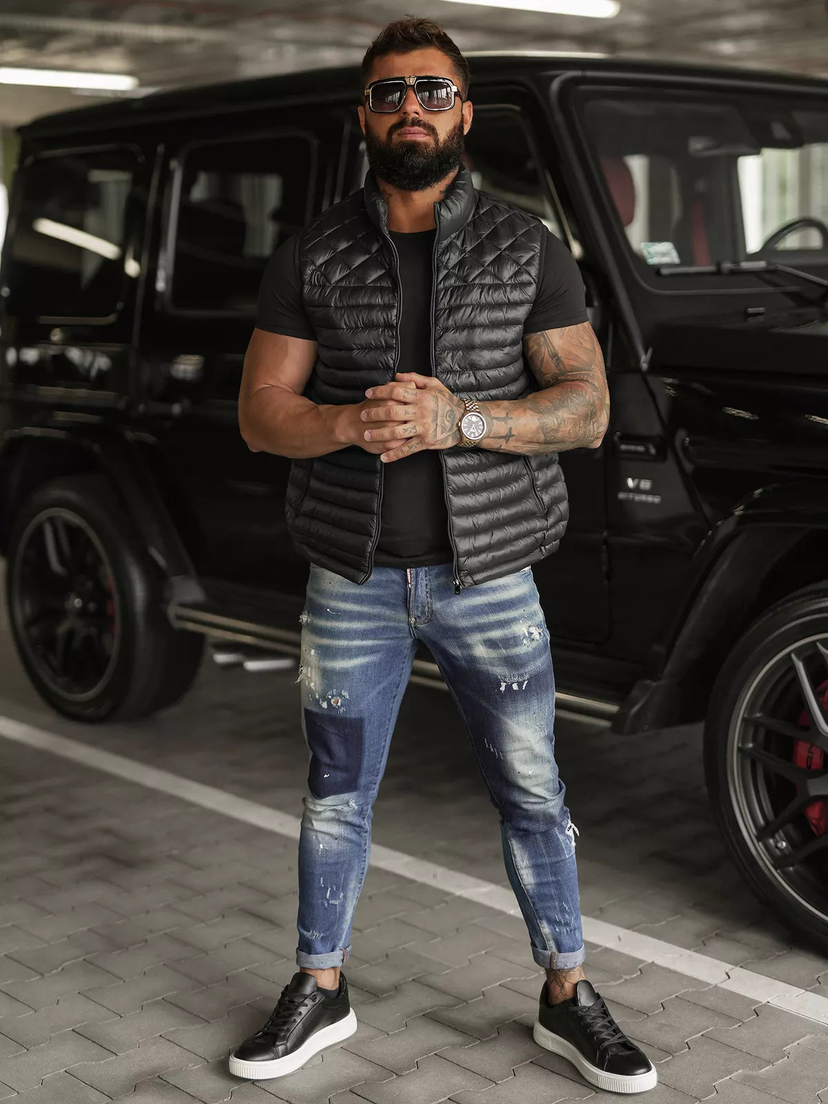 Men's black vest Kanor