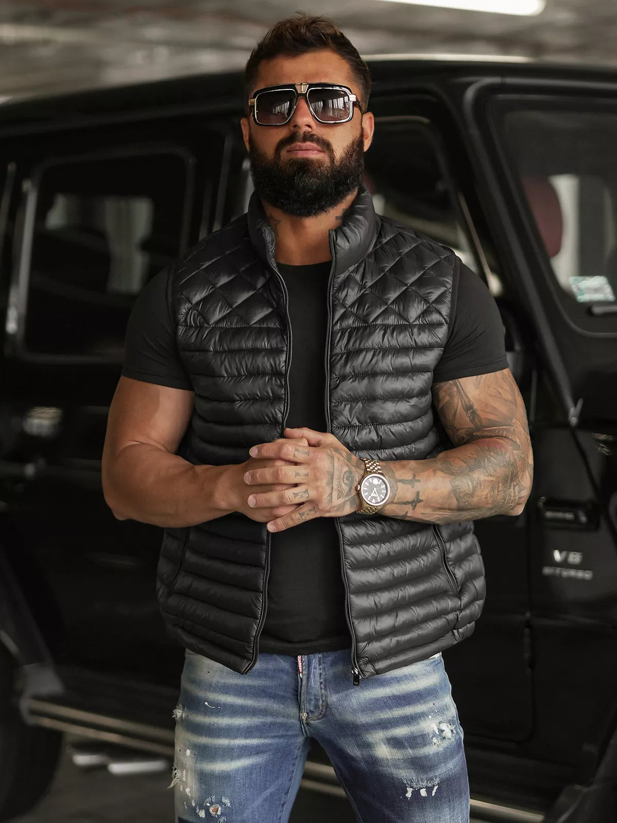 Men's black vest Kanor