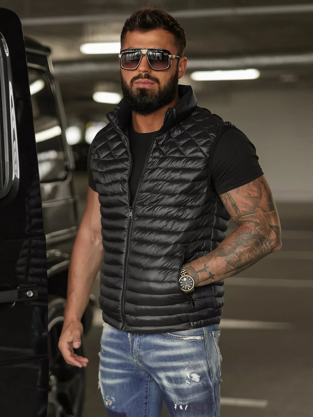 Men's black vest Kanor