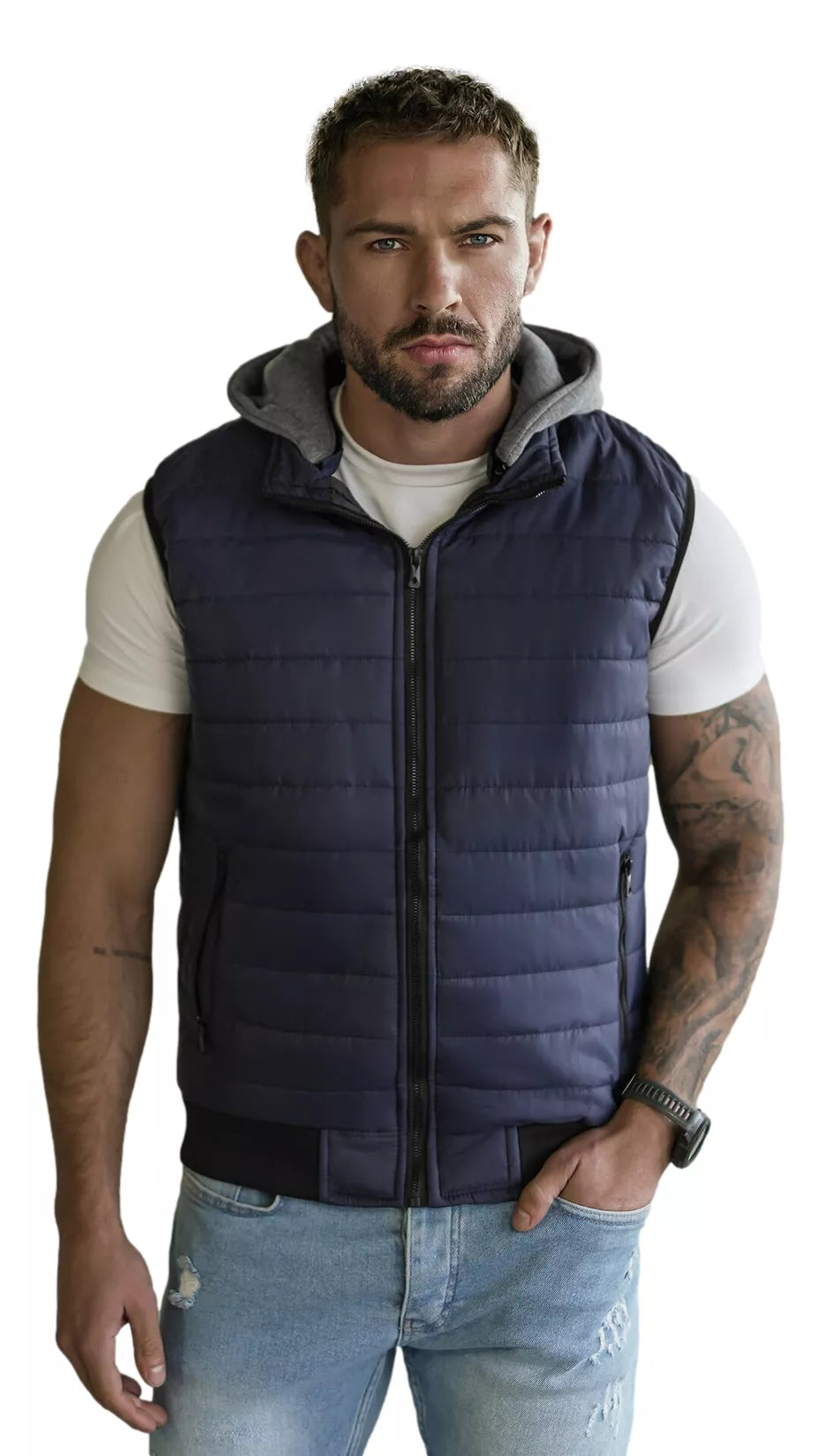 Navy blue Naron hooded vest