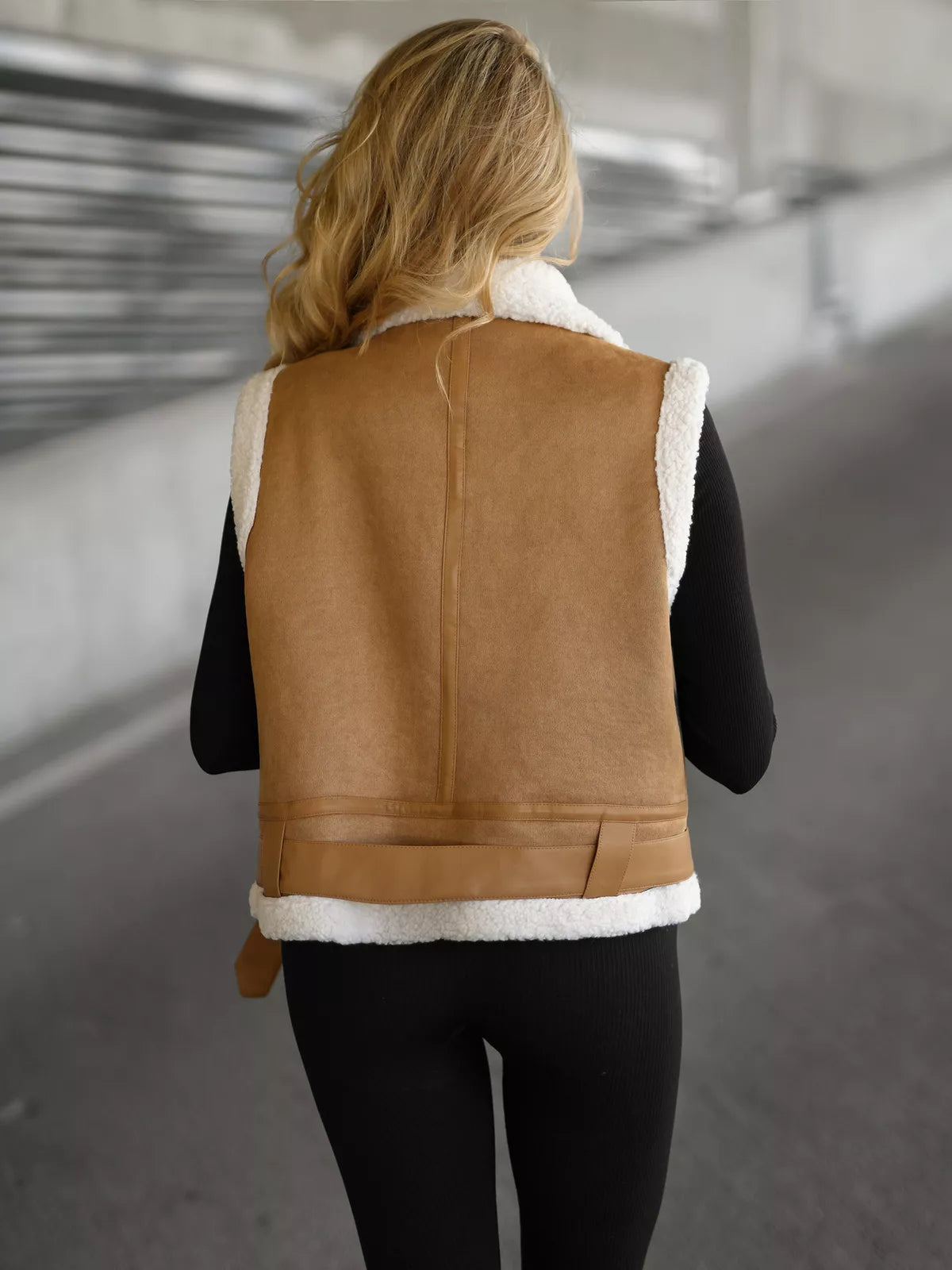 Women's brown leather vest Pixel