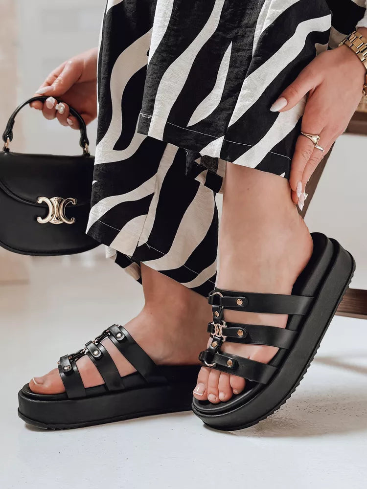 Women's black slippers Platofi