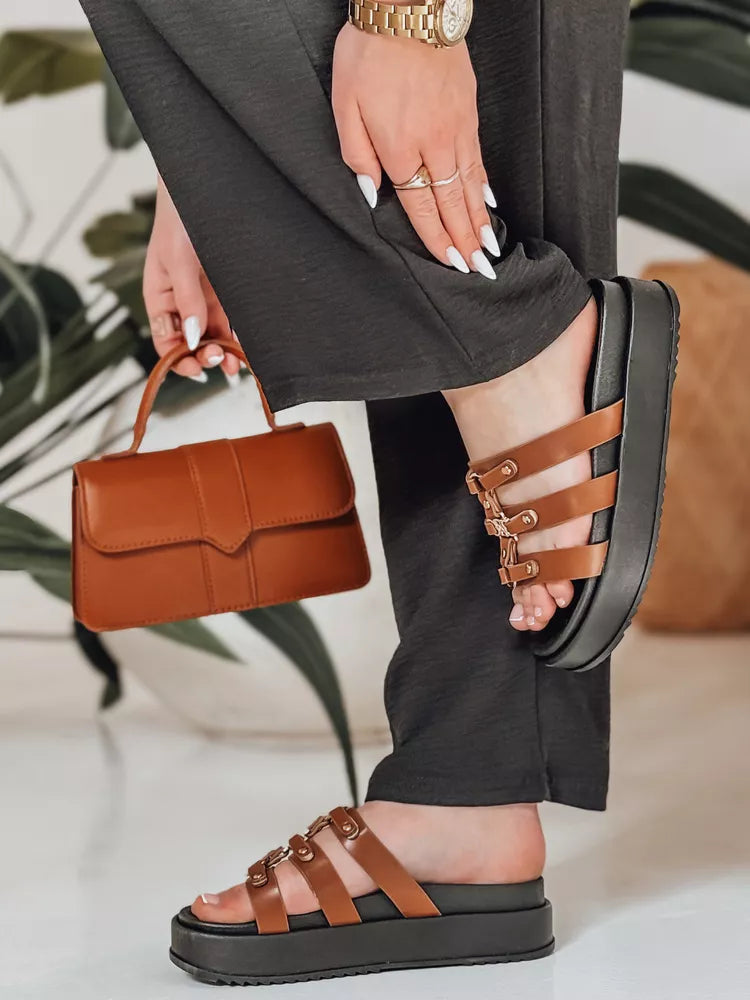 Women's brown slippers Platofi