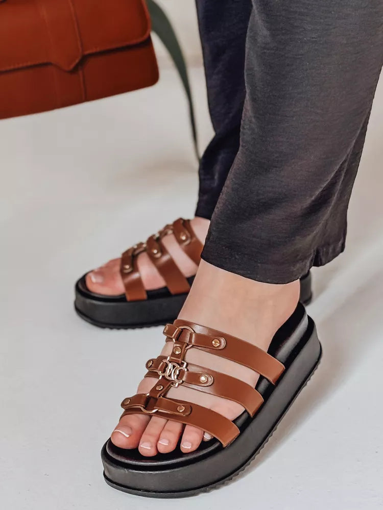 Women's brown slippers Platofi