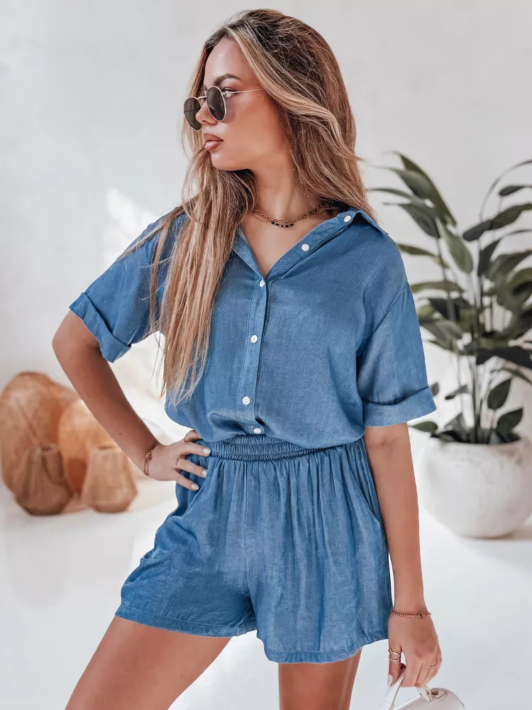 Women's blue linen set Line