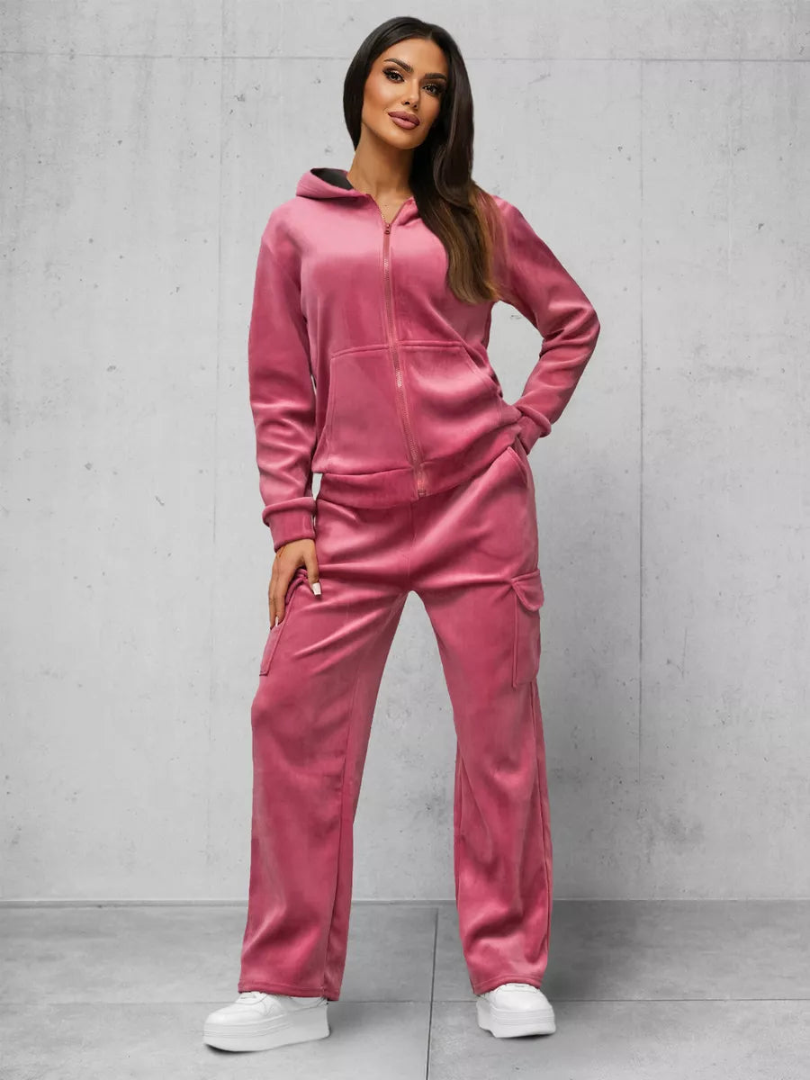 Women's dark pink velour set Alin