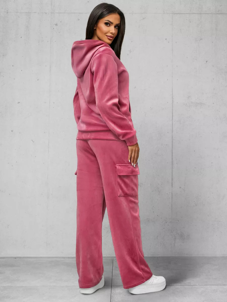 Women's dark pink velour set Alin