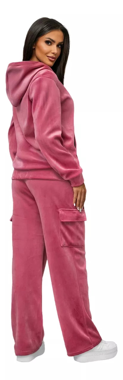 Women's dark pink velour set Alin