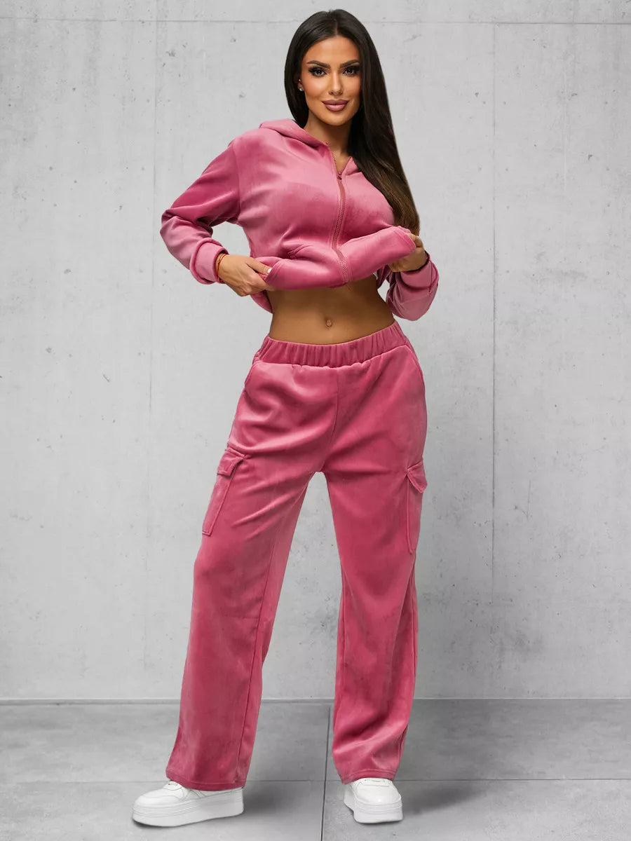 Women's dark pink velour set Alin