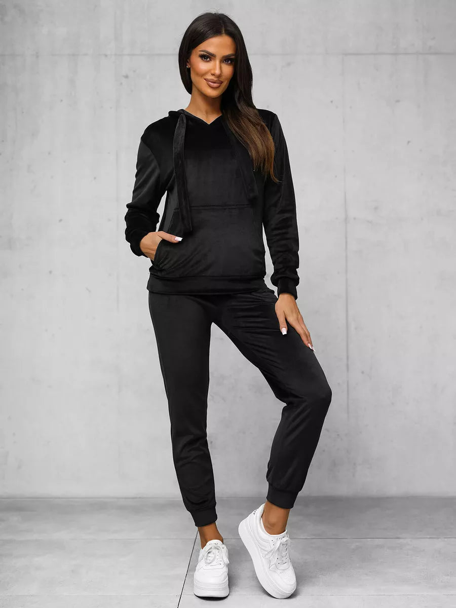 Merlin women's black velour suit