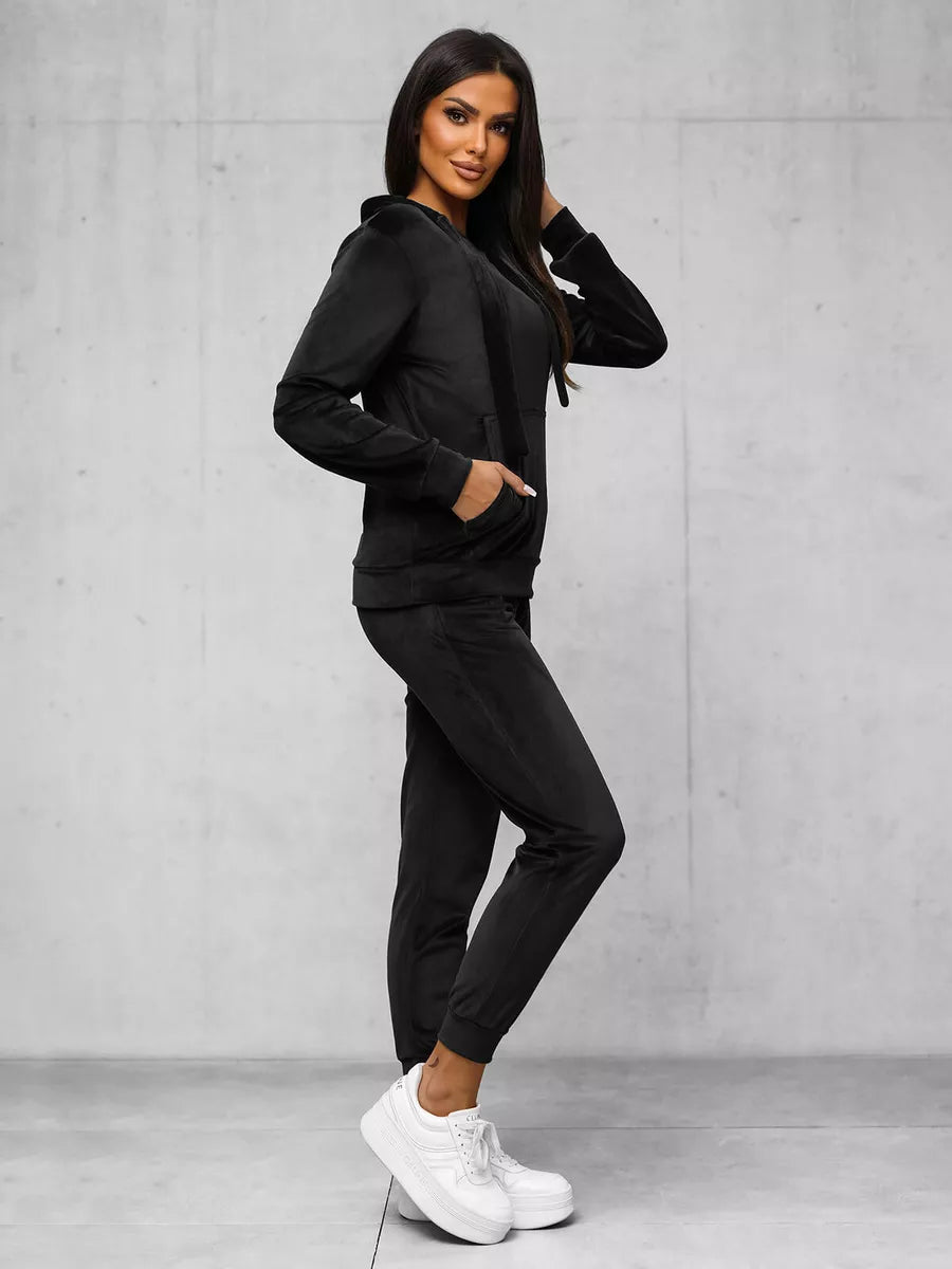 Merlin women's black velour suit