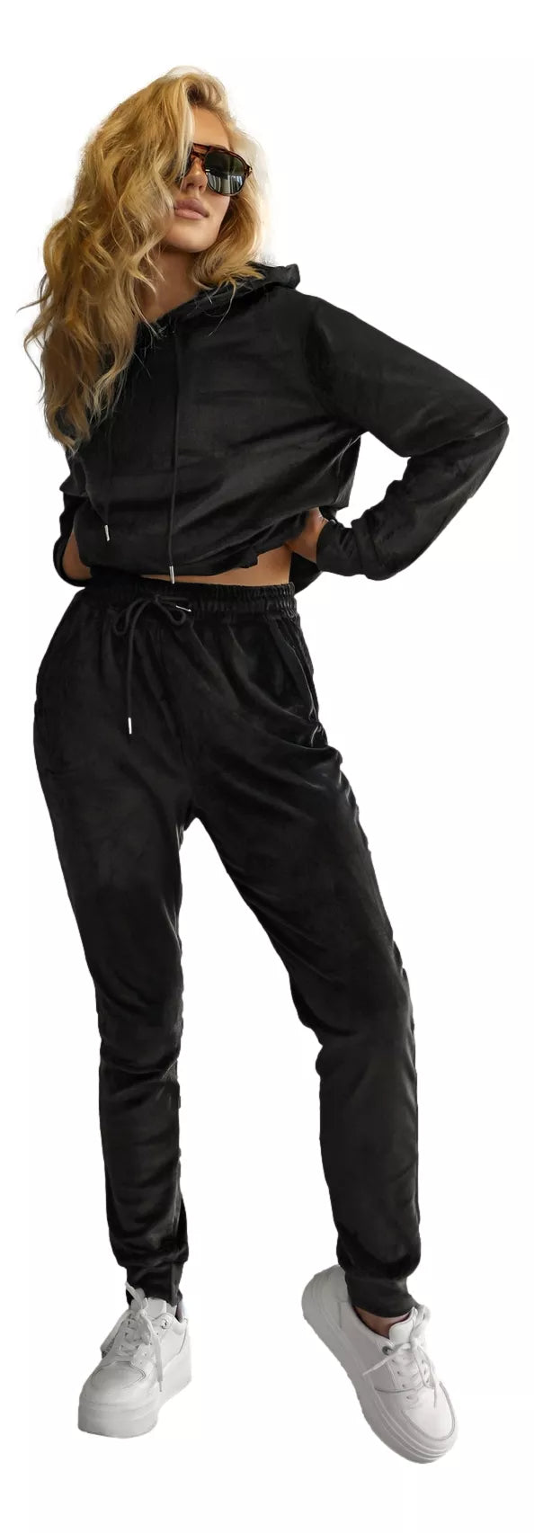 Women's black velour tracksuit Homey