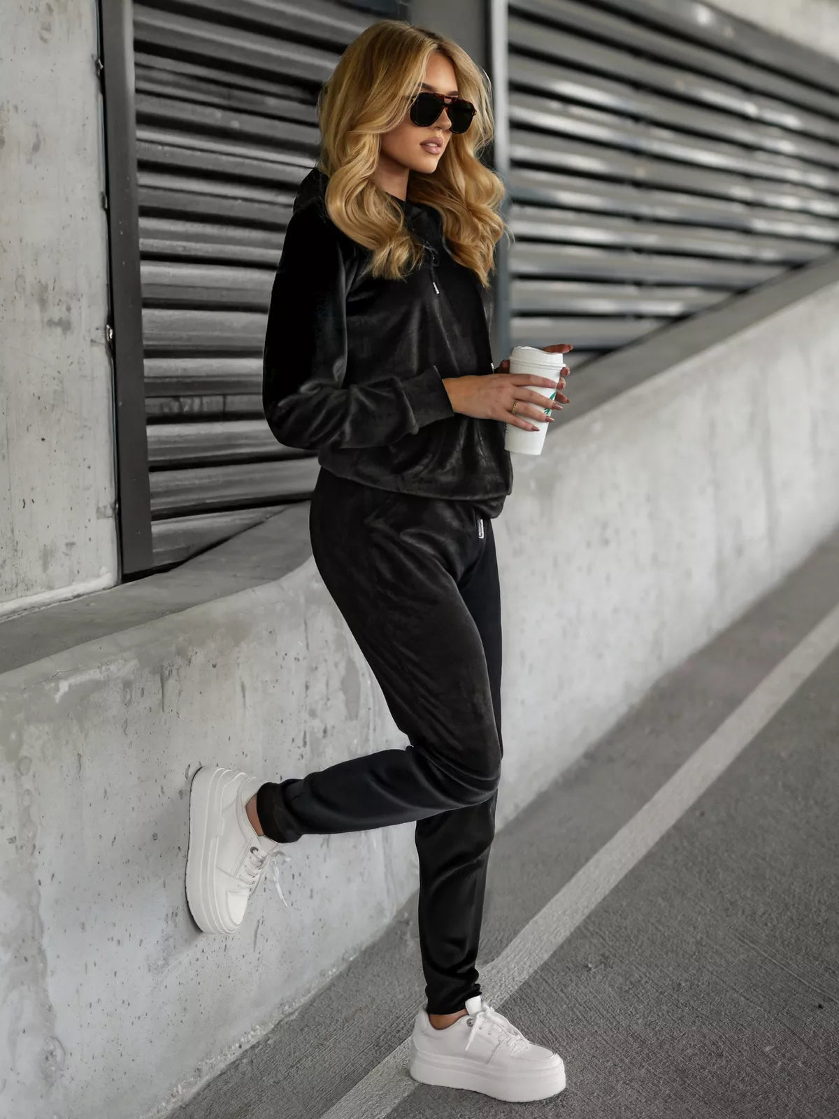 Women's black velour tracksuit Homey