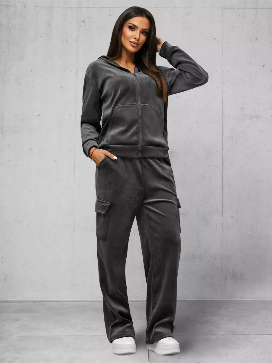 Women's dark gray velour set Alin