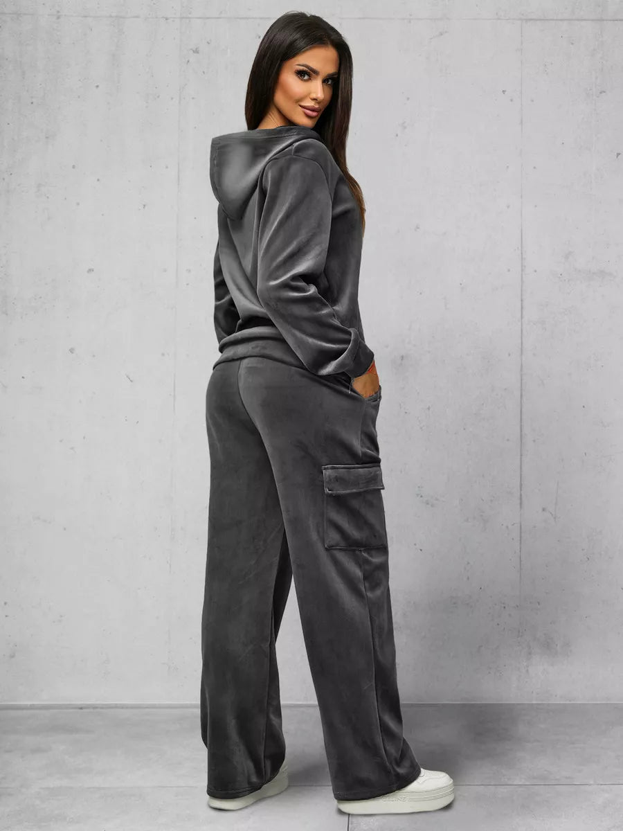 Women's dark gray velour set Alin