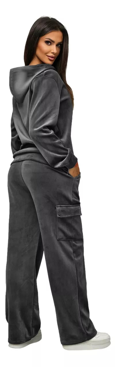 Women's dark gray velour set Alin