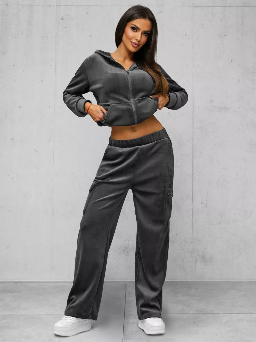 Women's dark gray velour set Alin