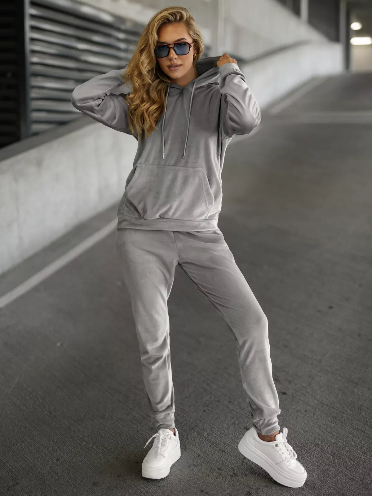 Women's gray velour tracksuit Homey