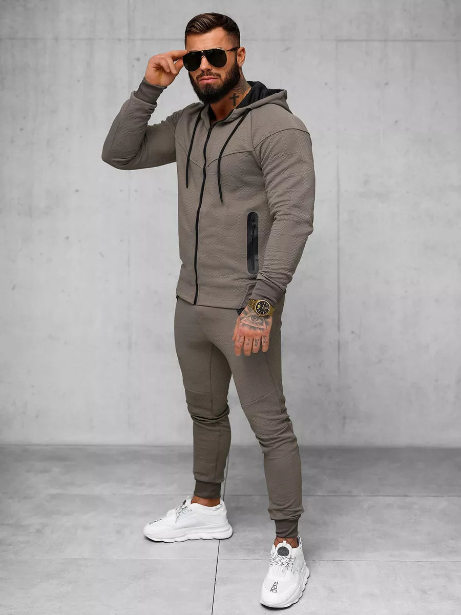 Men's brown hooded tracksuit Adam