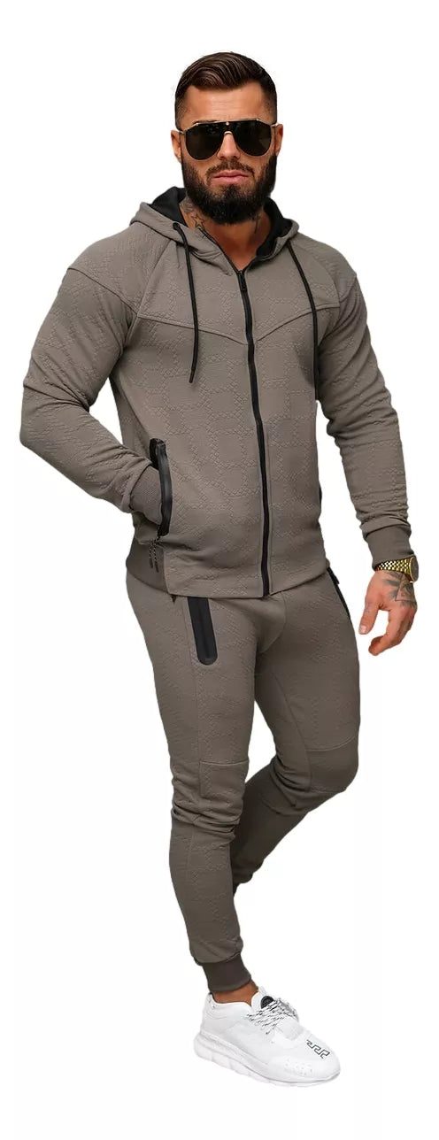 Men's brown hooded tracksuit Adam