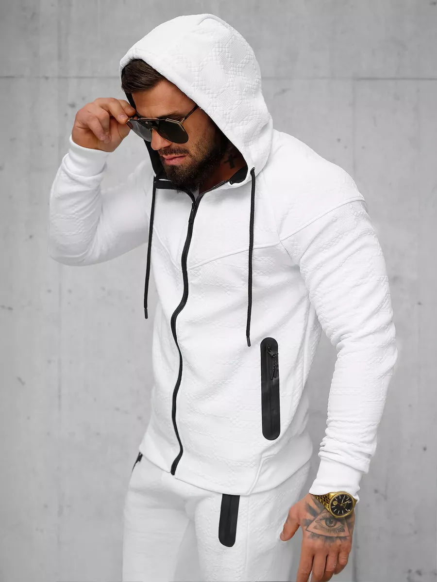 Men's white hooded tracksuit Adam
