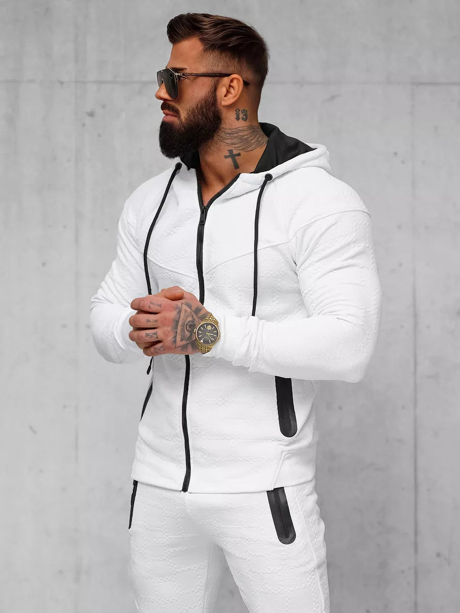 Men's white hooded tracksuit Adam