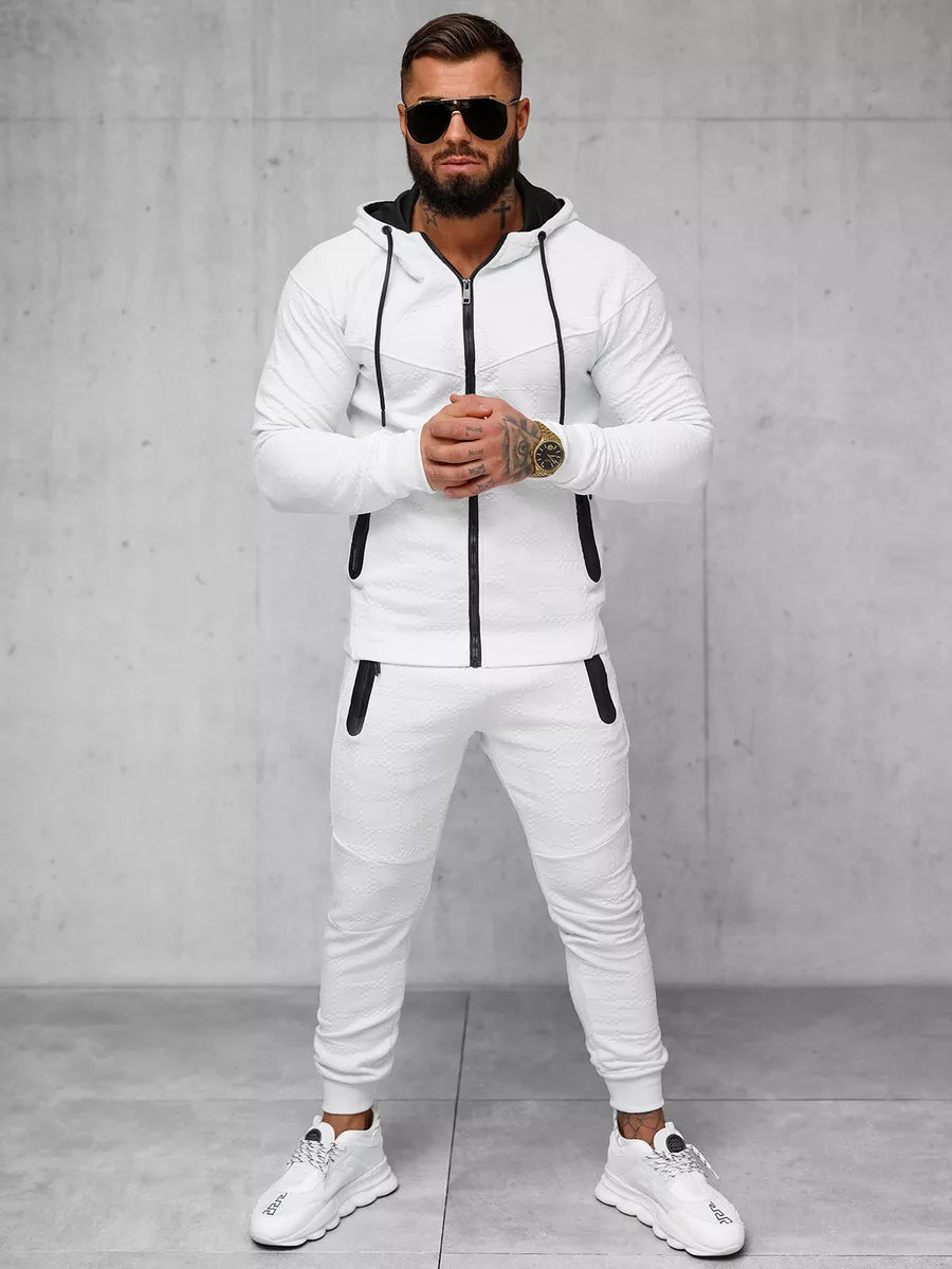 Men's white hooded tracksuit Adam