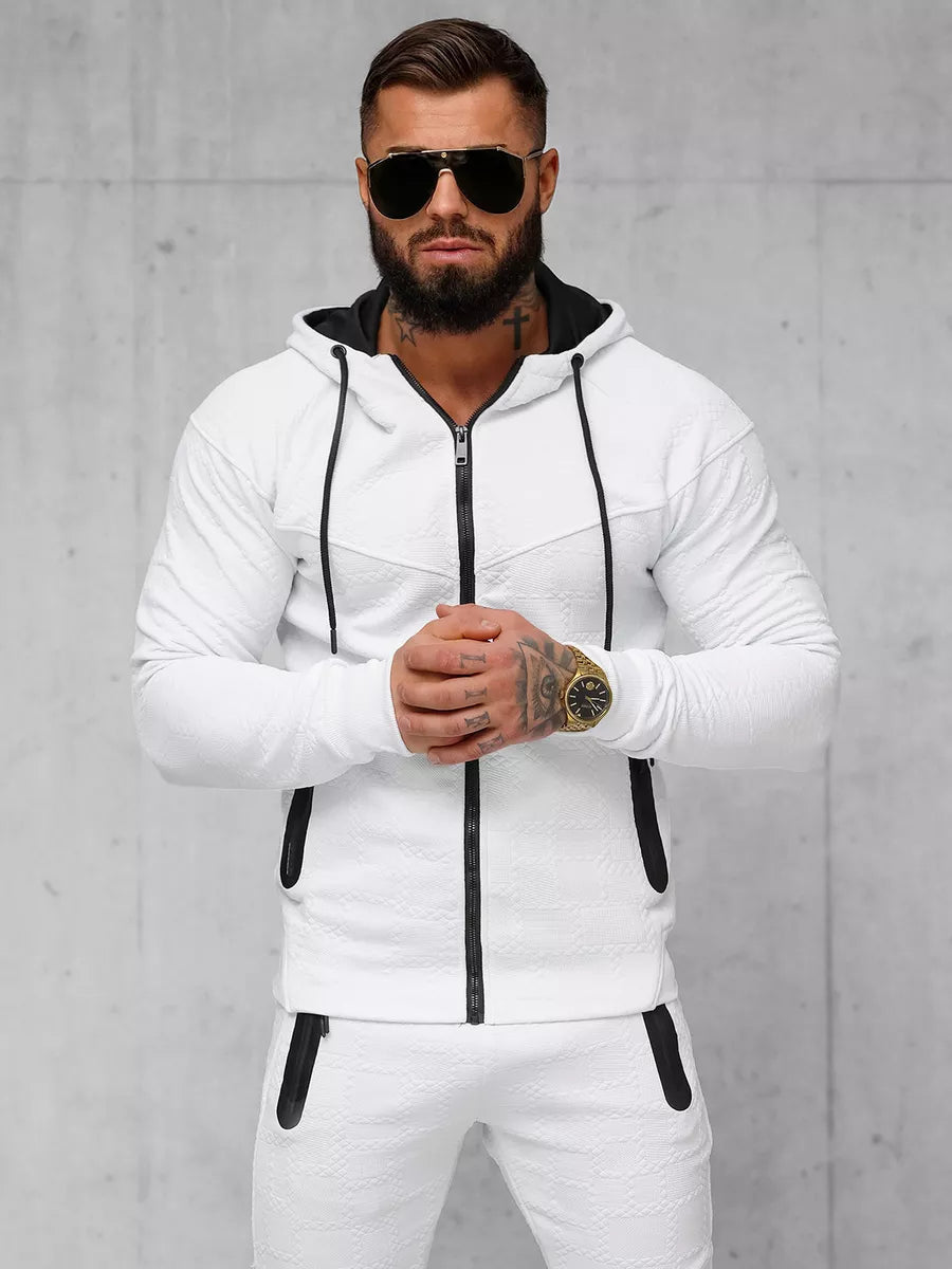 Men's white hooded tracksuit Adam