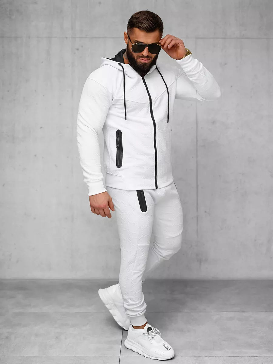 Men's white hooded tracksuit Adam