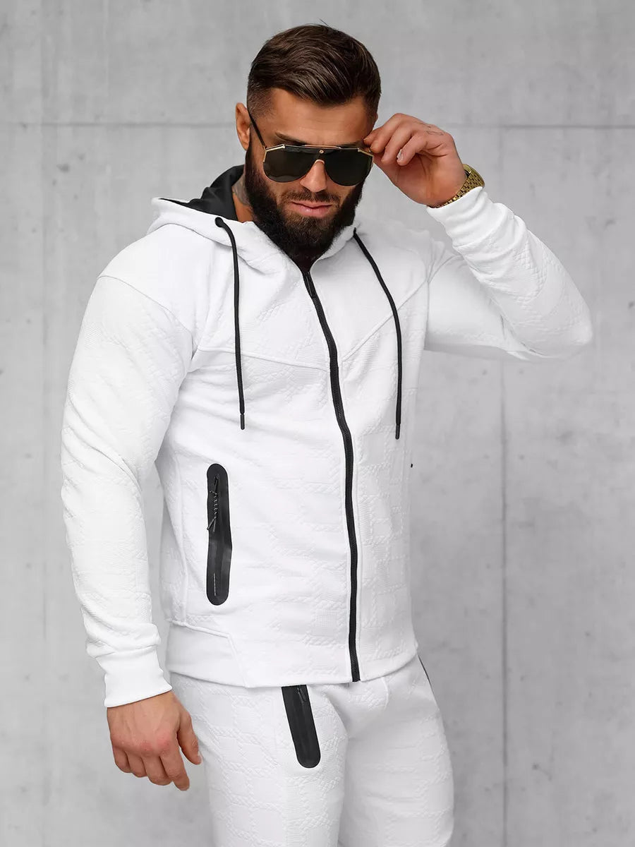 Men's white hooded tracksuit Adam