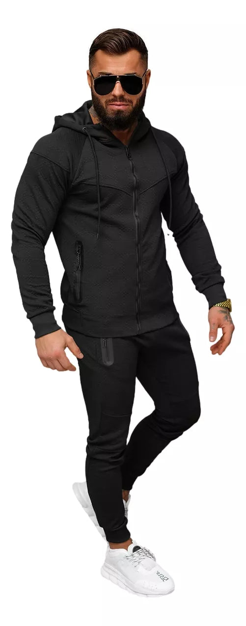 Men's black hooded tracksuit Adam
