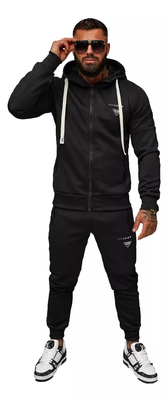 Men's black Icon tracksuit set