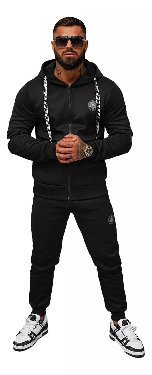 Men's black Lion tracksuit set.