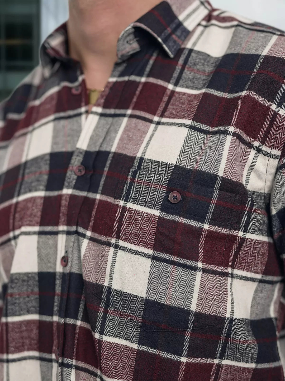 Men's burgundy checked shirt Marino