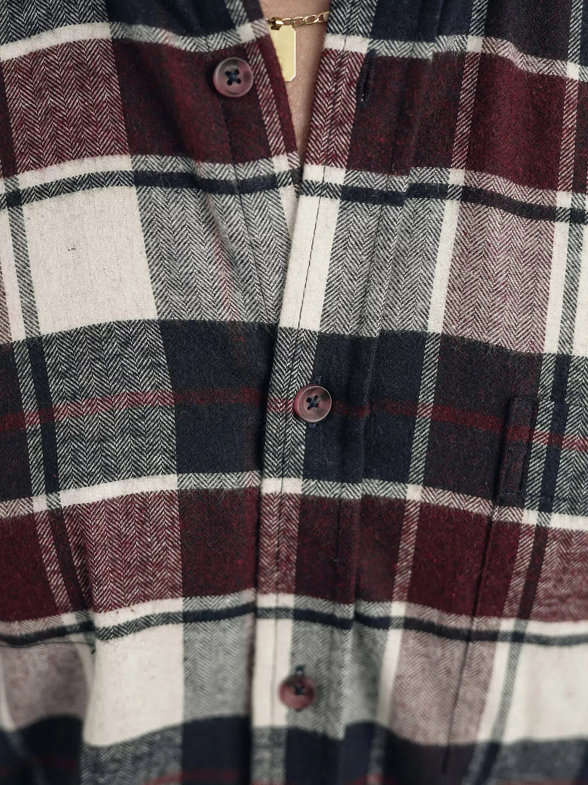Men's burgundy checked shirt Marino