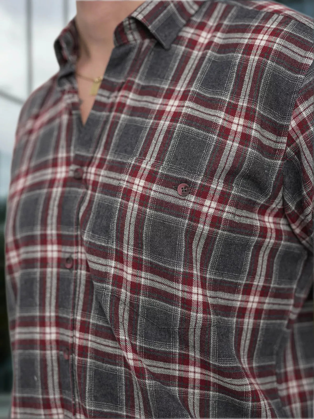 Men's burgundy-gray checkered shirt Marino