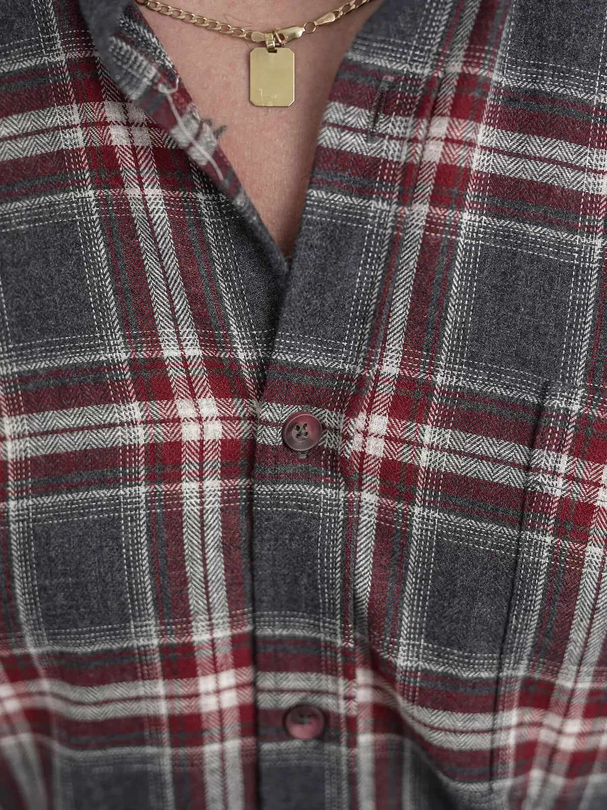 Men's burgundy-gray checkered shirt Marino