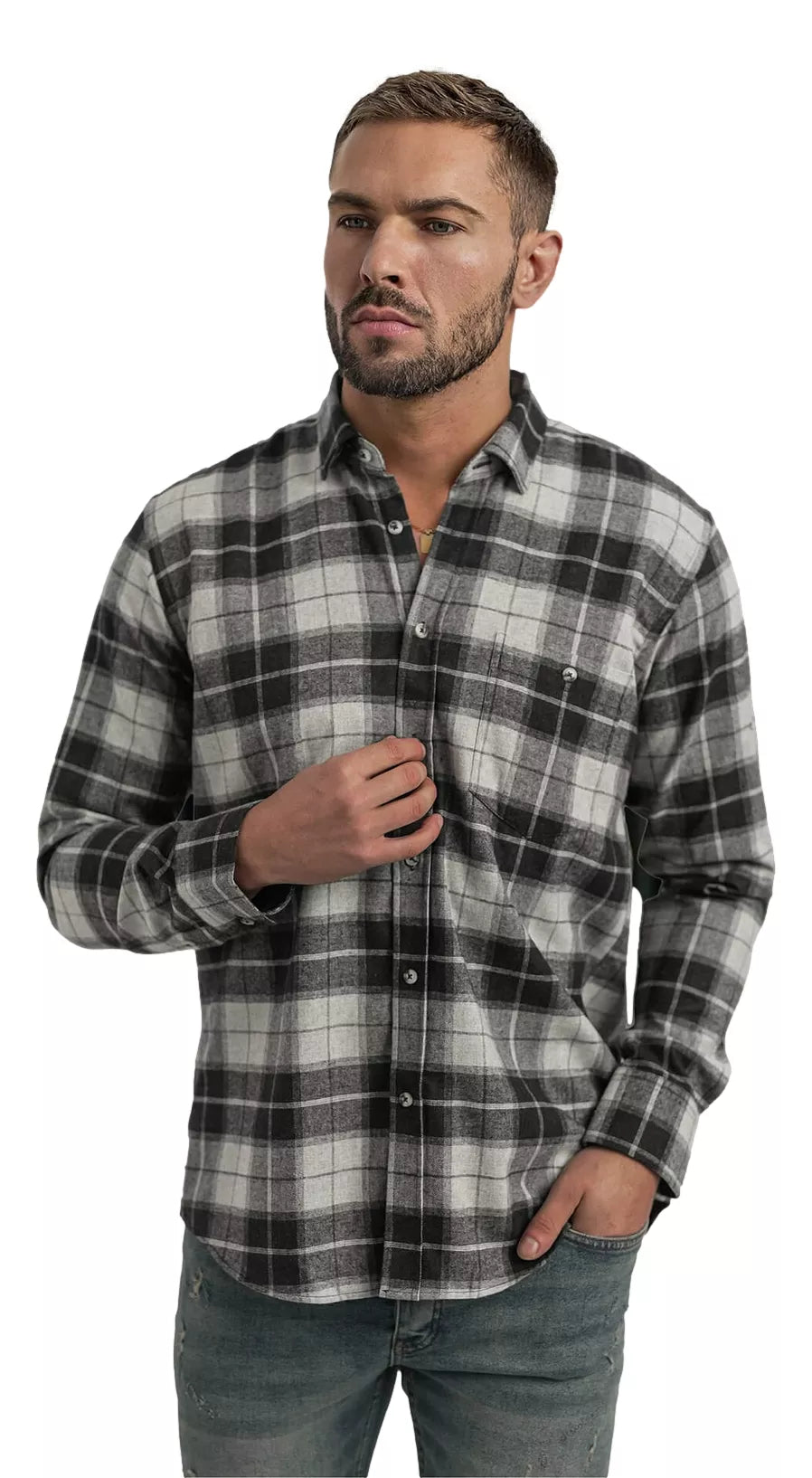 Men's gray checkered shirt Marino